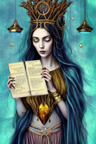High Priestess Tarot Card in Realistic Oil Painting Style
