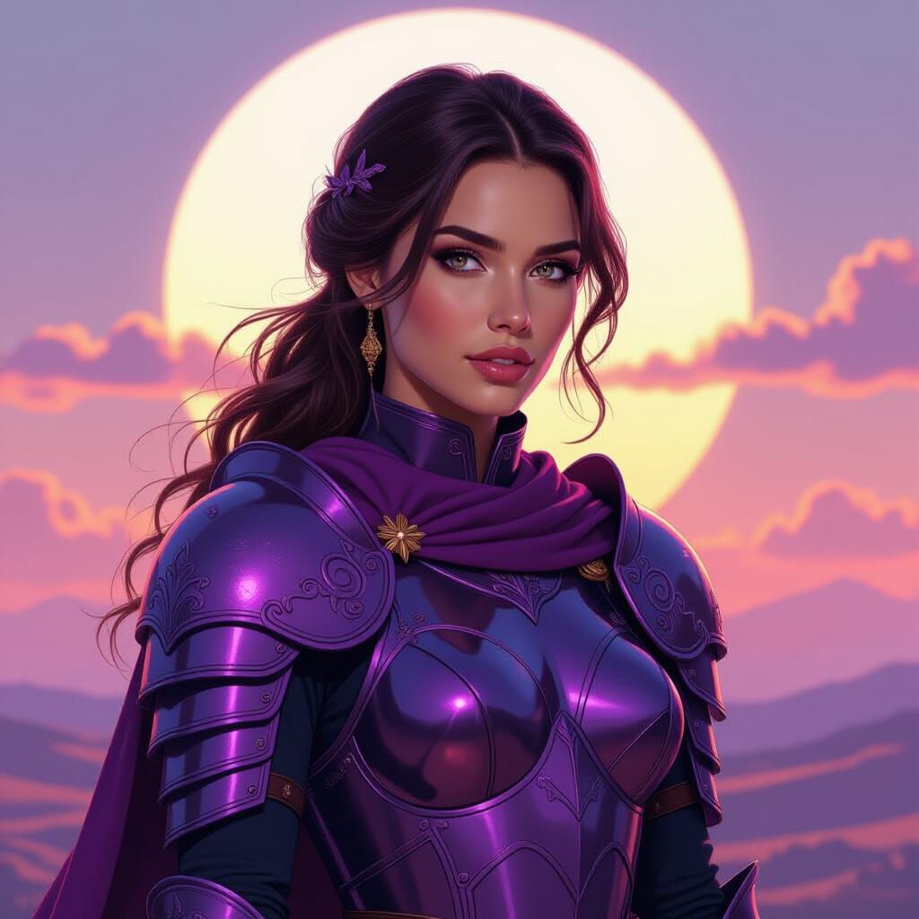 Violet Armor in Morning Light: Art Nouveau Style
