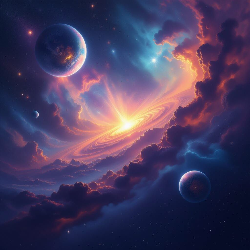 Cosmic Panorama of Starscapes and Nebulae in Digital Art Sty...