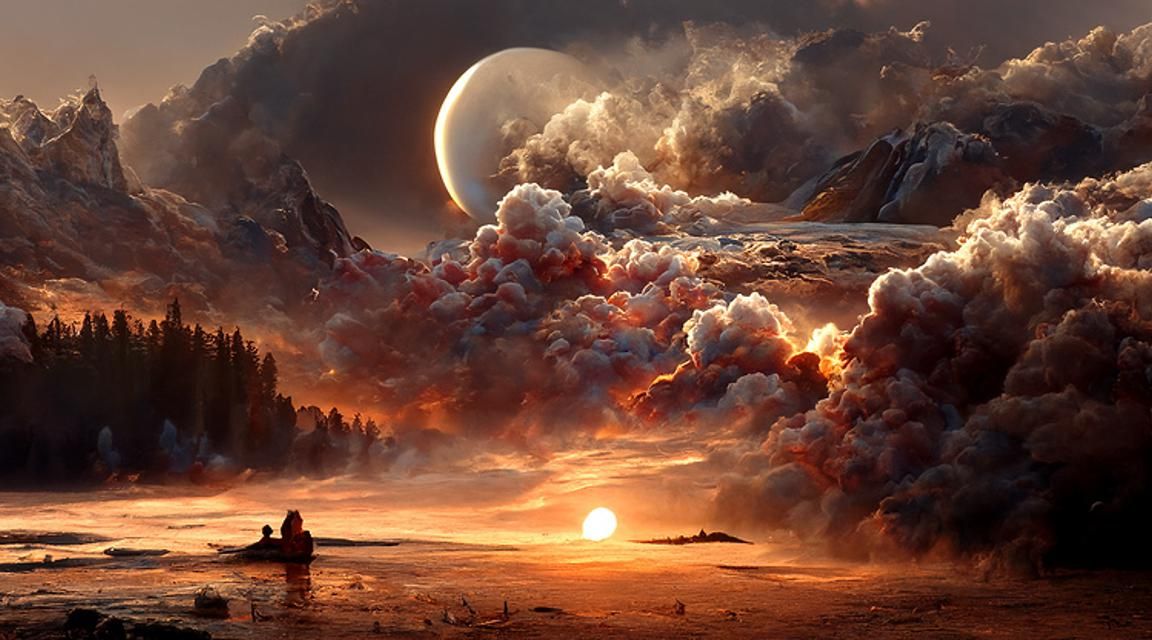 Mystical Sunset Starry Sky in Pastel Colors