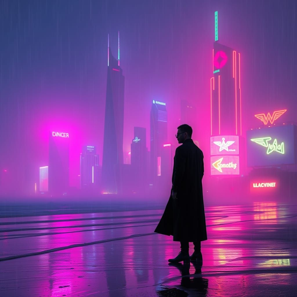 Cyberpunk Dystopian Beachscape at Sunset