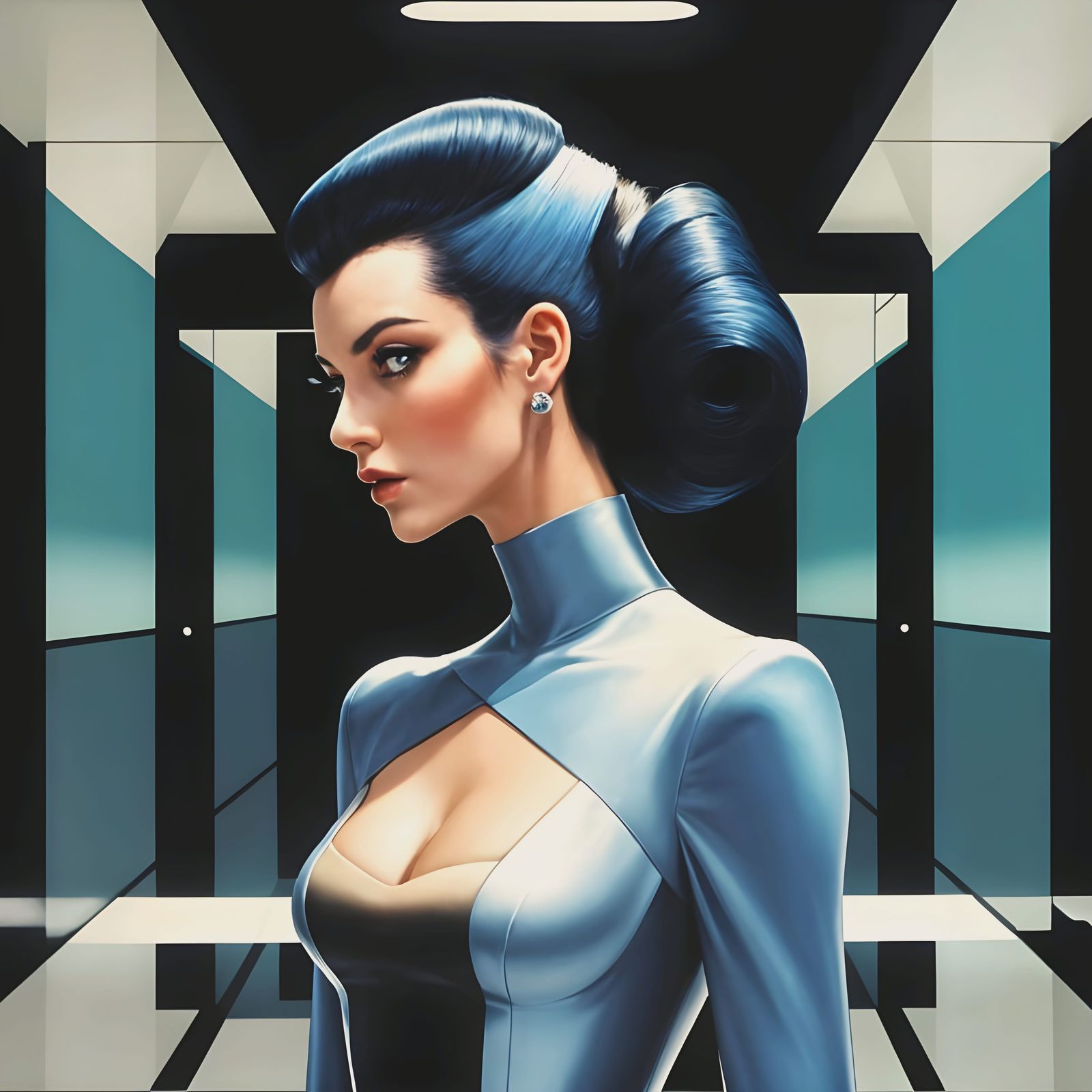 Elegant 1960s Woman in Formal Evening Gown