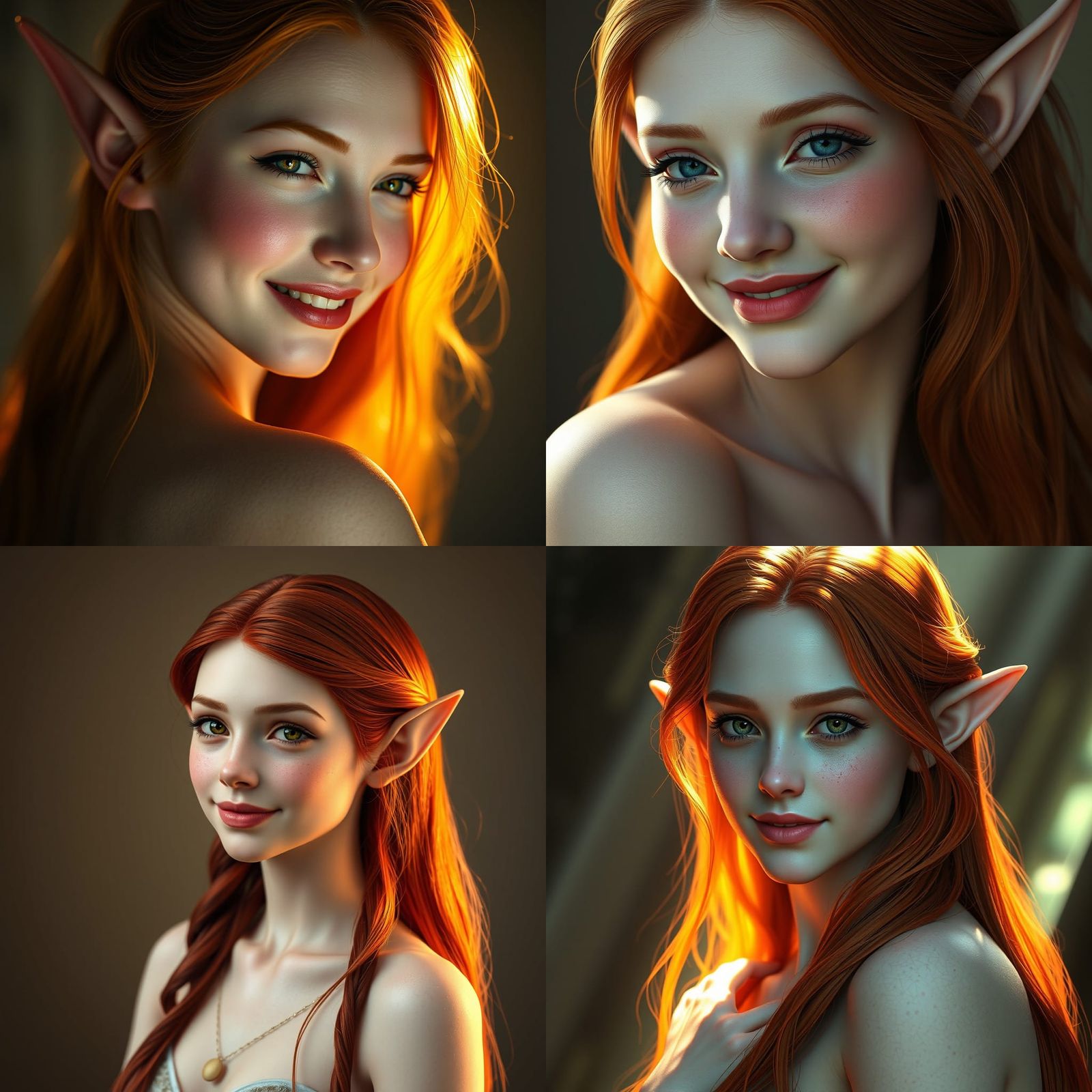 Feminine Elf Portrait with Red Hair