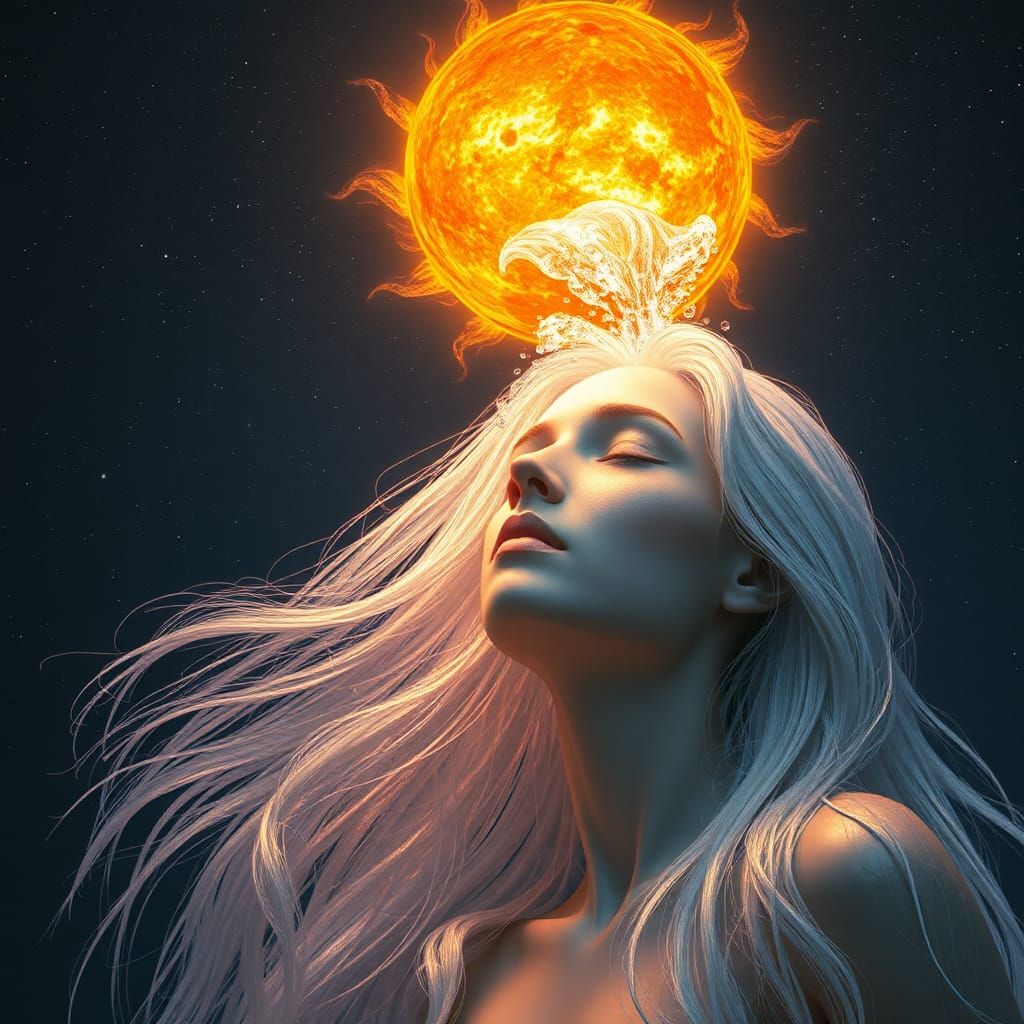 Celestial Shower: Sun Washes Moon's Hair
