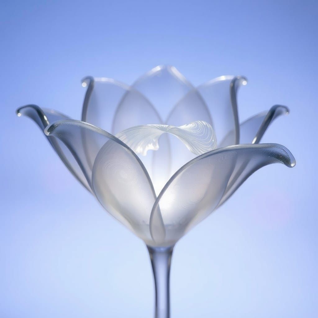 Glass Flower Sculpture with Intricate Petal Details