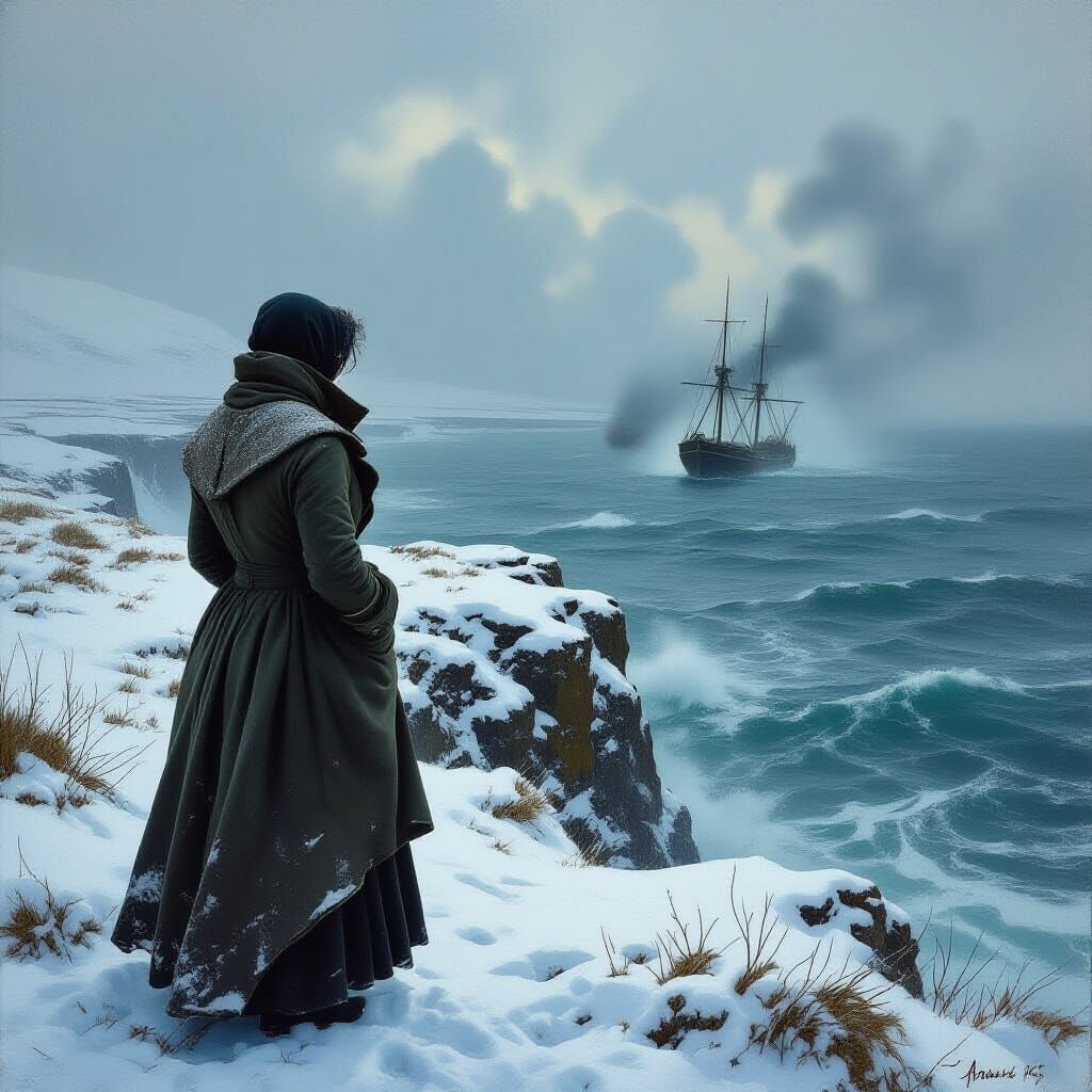 Icy Coast Shipwreck: A Realist Vision