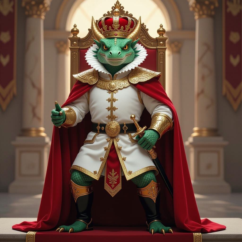 Dragon Emperor with Sword and Red Cape