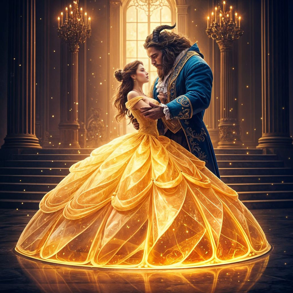 Princess Belle in Epic Glass Gown Dancing with the Beast