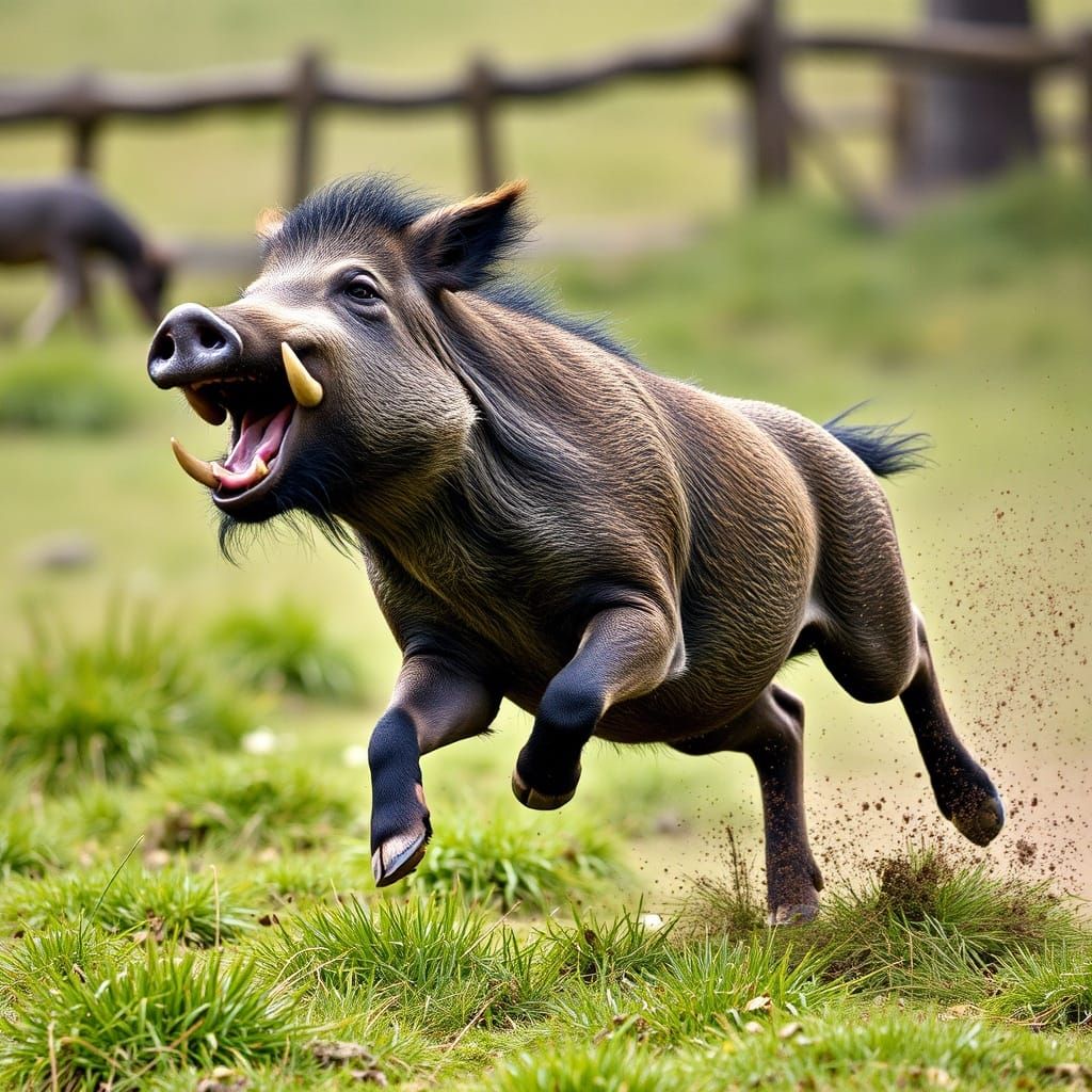 Wild Boar Charges Man in Natural Habitat