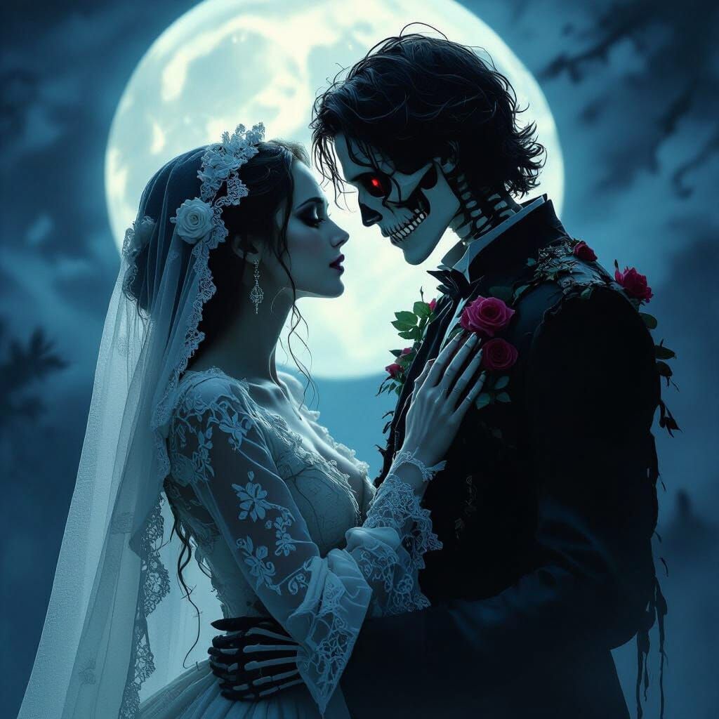 Spectral Lovers Bound by Eternal Love Under Ethereal Moon