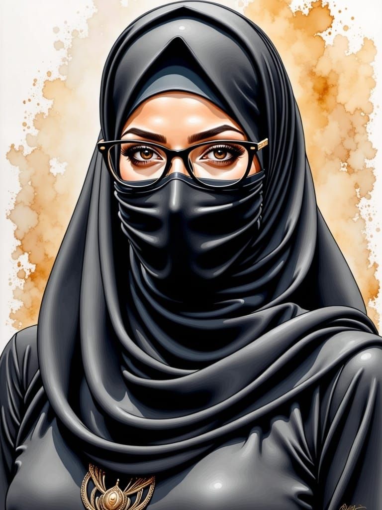 Colorful Portrait of a Niqabi Woman in Pop Art Style
