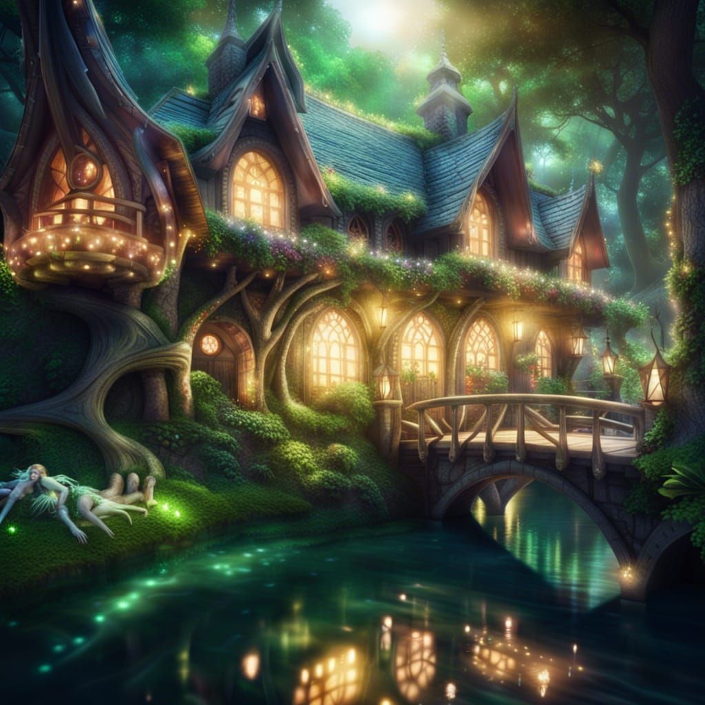 Magical Elven Inn in Lush Woodland