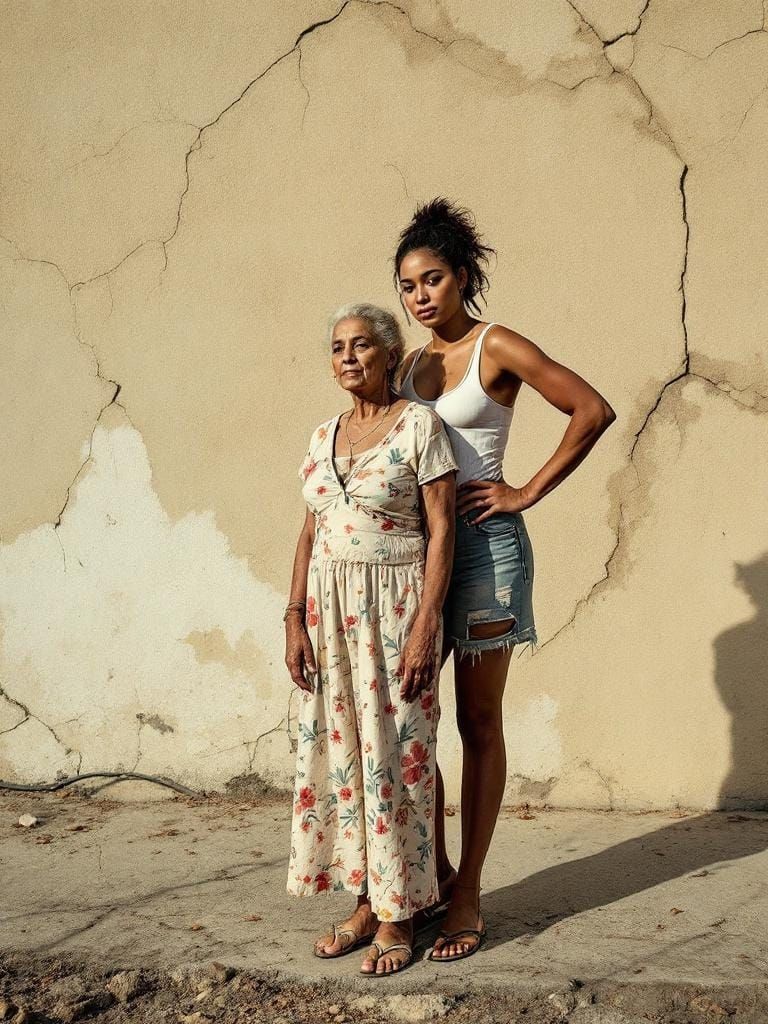 Latina Mother and Daughter Portrait in Documentary Style