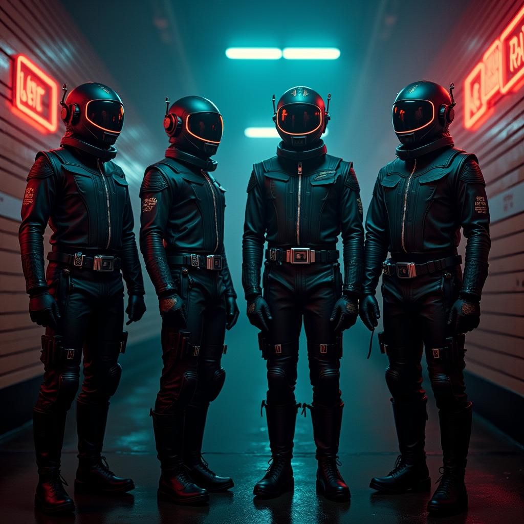 Rock Band in Spacesuits: Cyberpunk Police Lineup