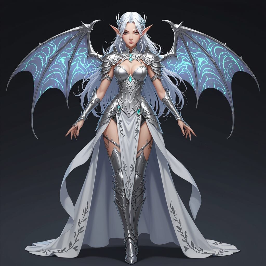 Elegant Female Elf Warrior in Anime Style