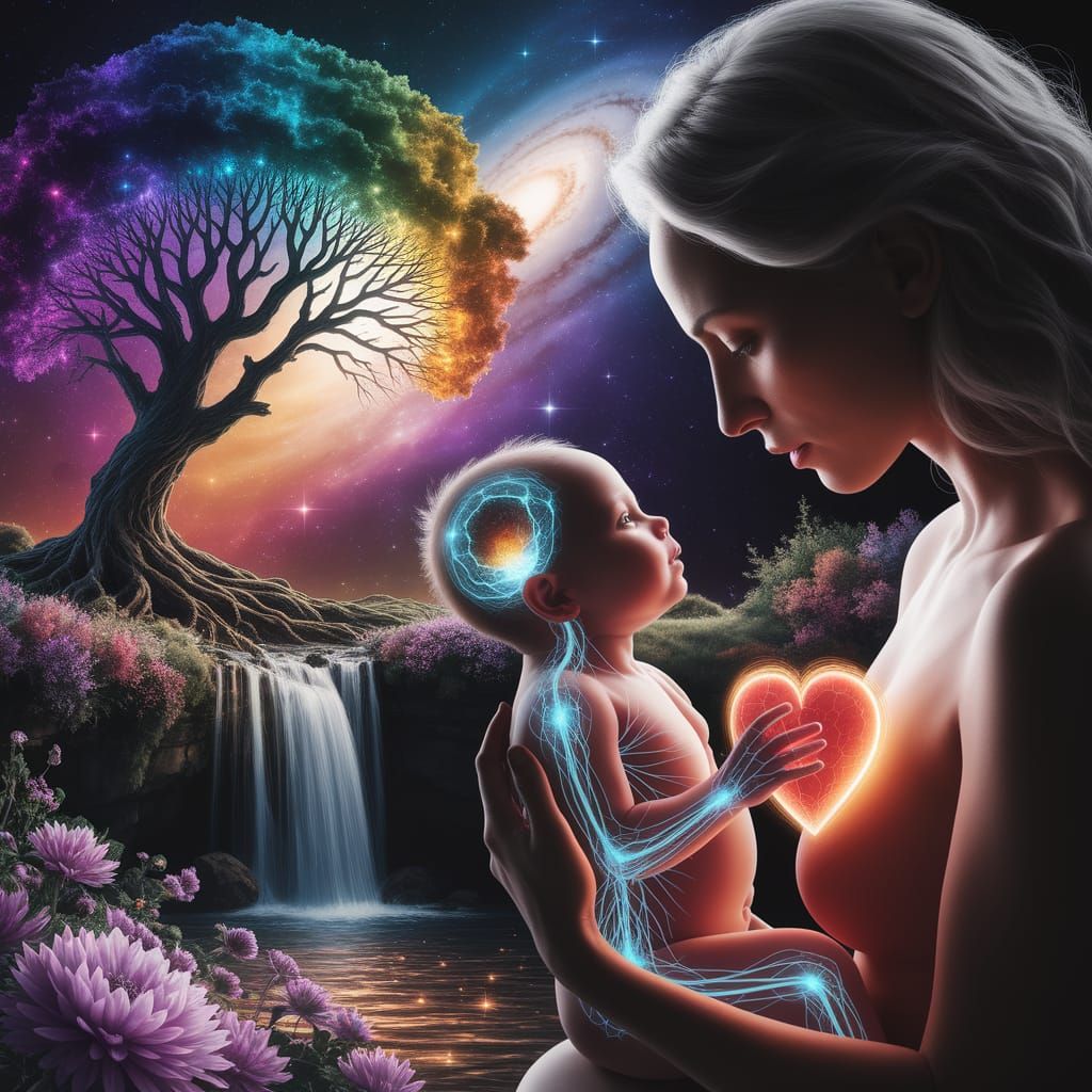 Mother's Glowing Heart Transfers to Baby Under Tree of Life ...