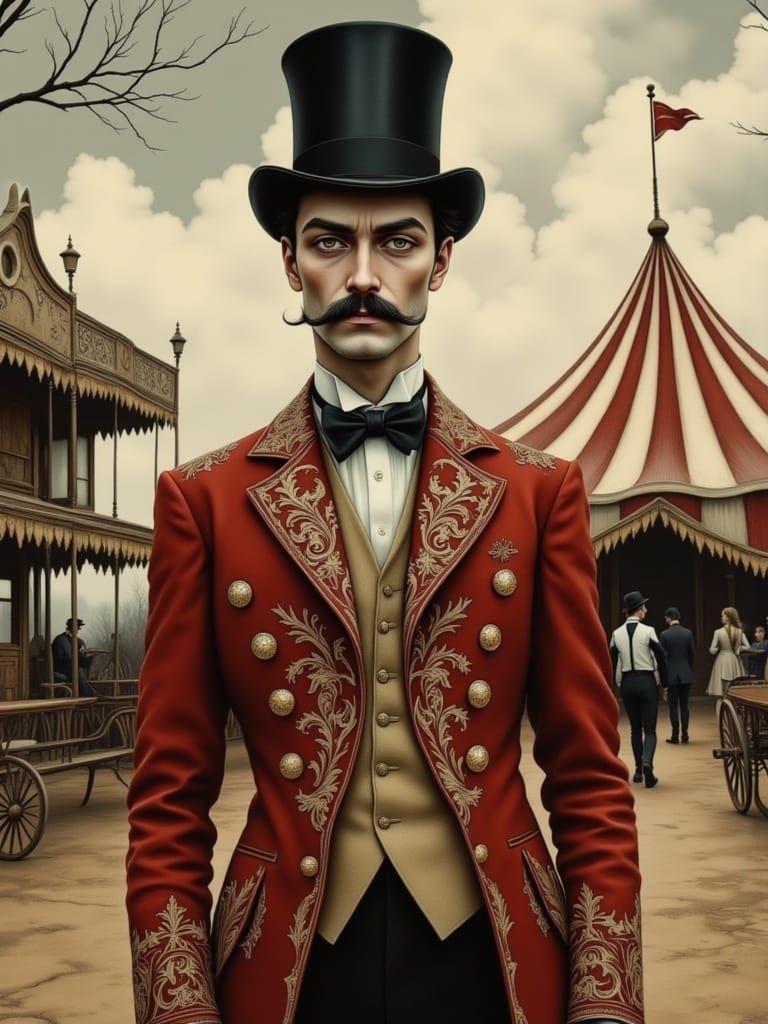 Charismatic Circus Ringmaster Exudes Warmth and Theatrical C...