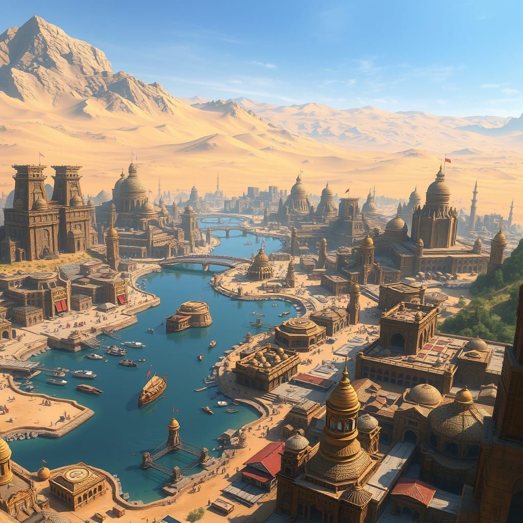 Sweeping Digital Painting of Dwemer Capital Volenfell in Pri...