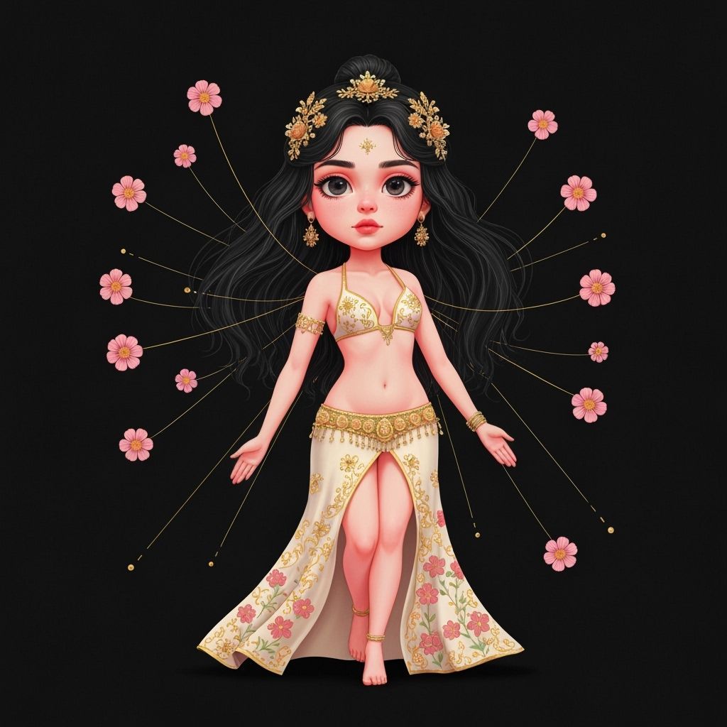 Colorful Chibi Belly Dancer in Surreal Style