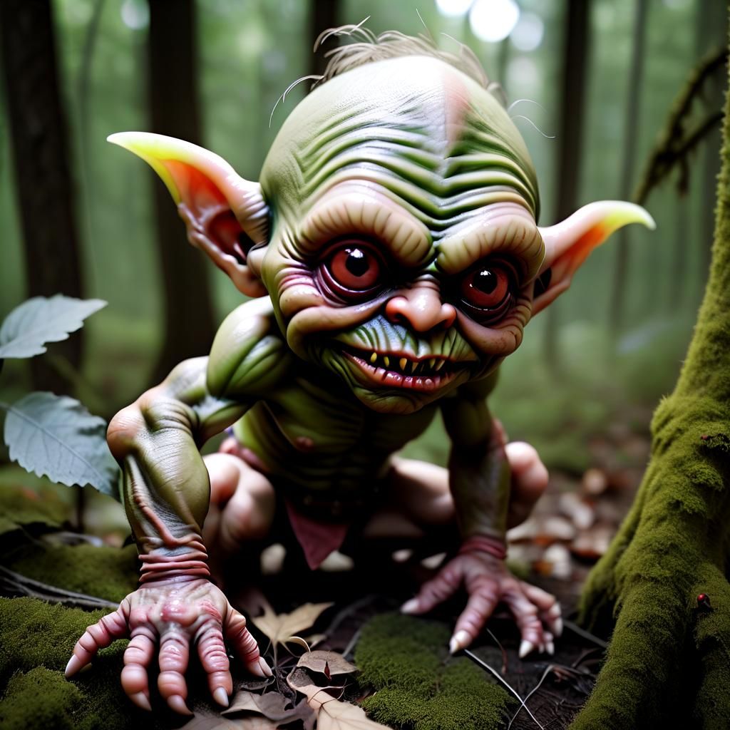 Photorealistic Goblin Creature in Forest Setting