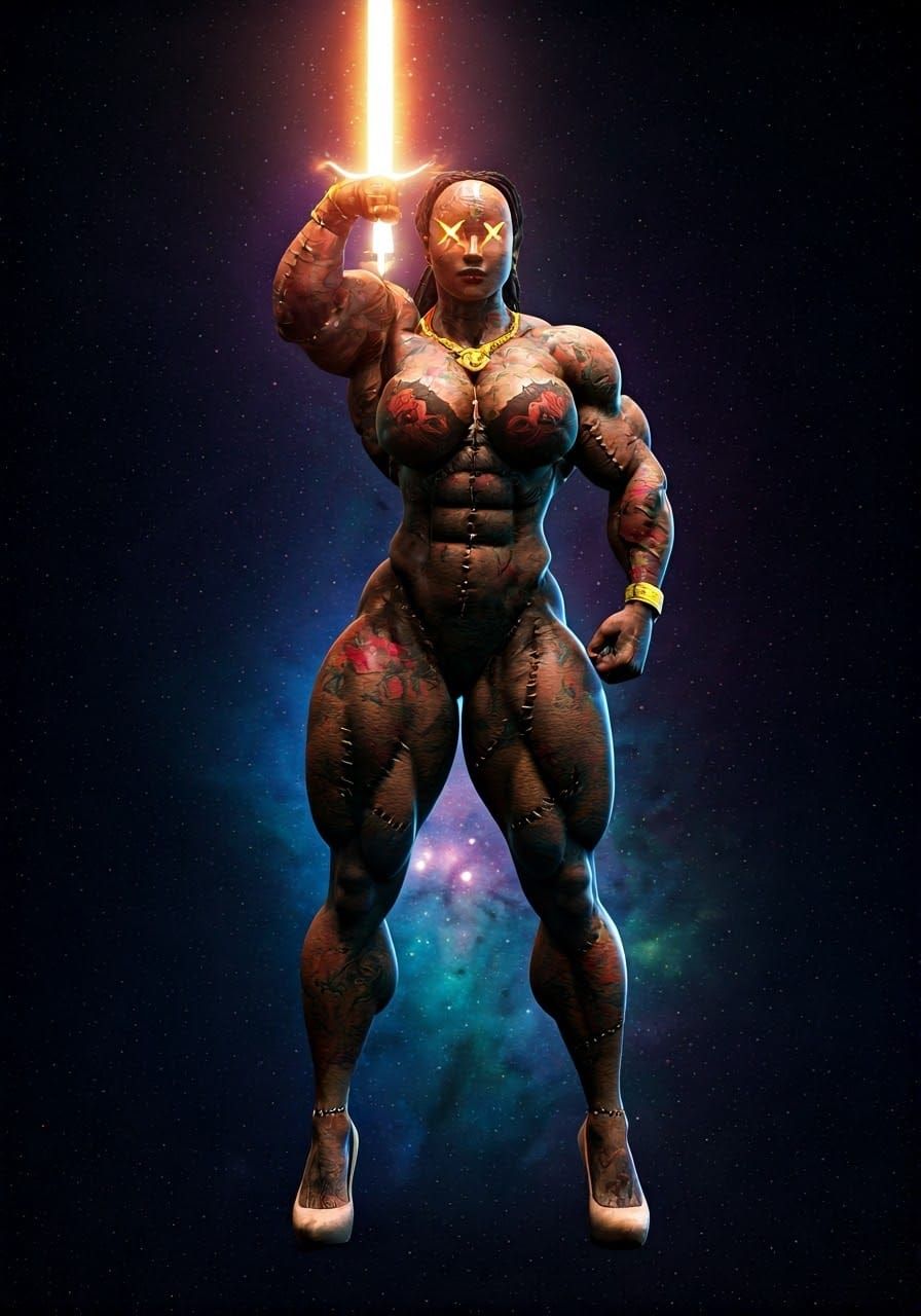 1980s Heroine with Glowing Sword