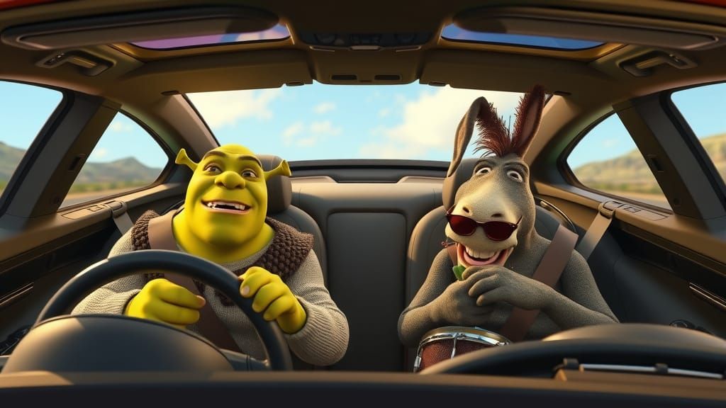 Shrek and Donkey's Animated Carpool Adventure