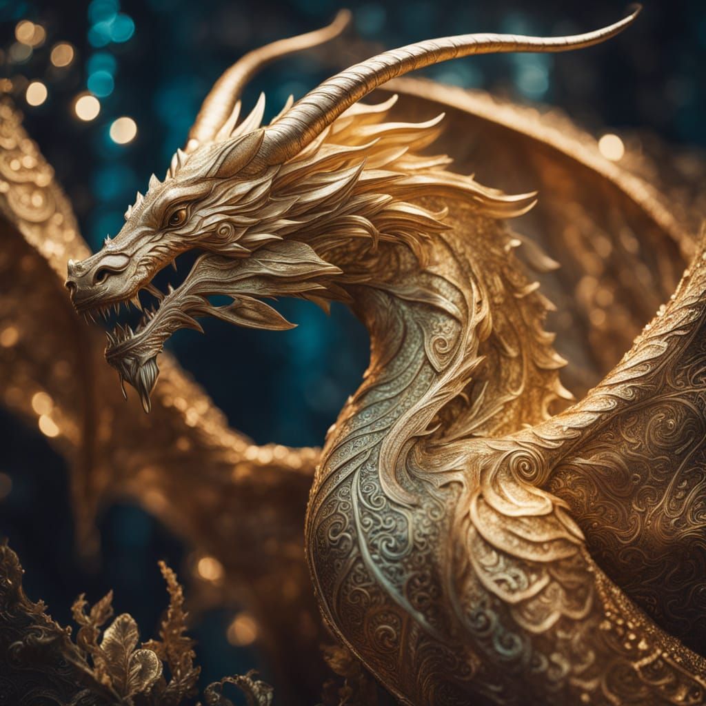 Fantasy Dragon Unfolds from Ancient Tapestry in Vibrant Art