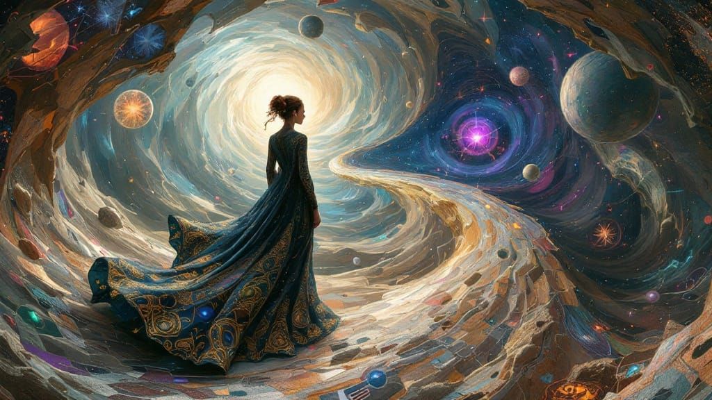 Mystical Woman Explores Vibrant Fifth Dimension