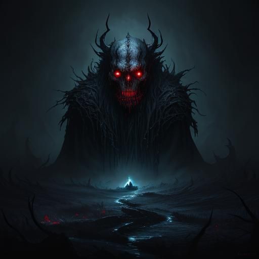 Red Devil Zombie in a Dark Fantasy Art