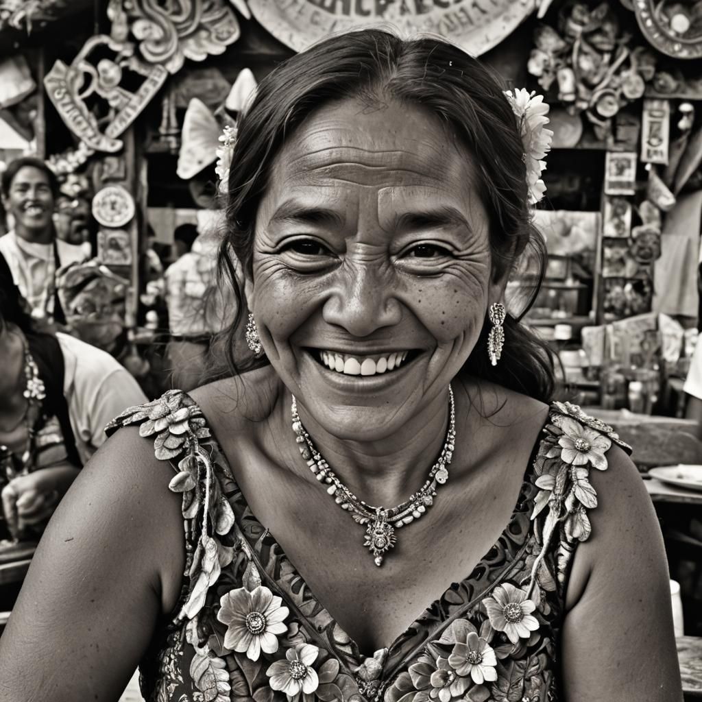 Taíno Woman's Portrait with Angelic Smile