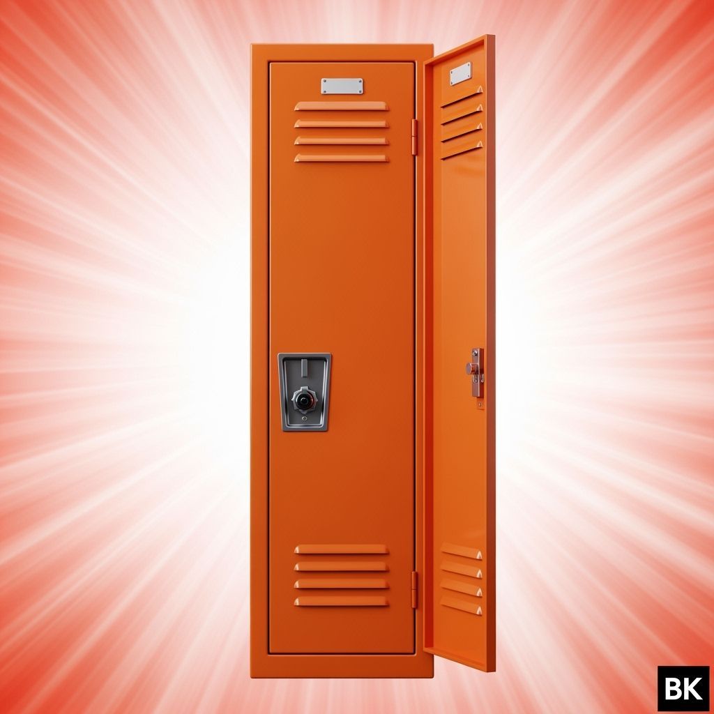 Retro Orange High School Locker 3D Render