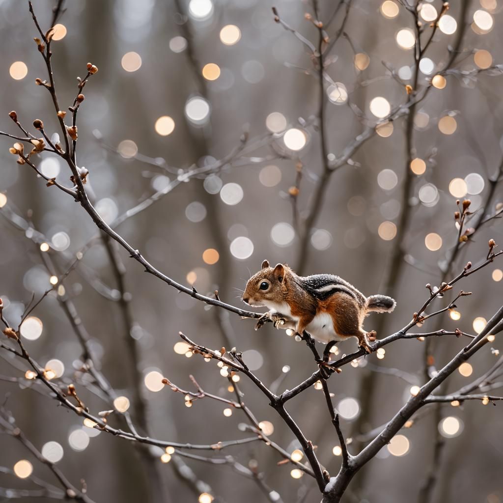 Squirrel's Enormous Eyes Gaze Intently: Sharp Focus Photo