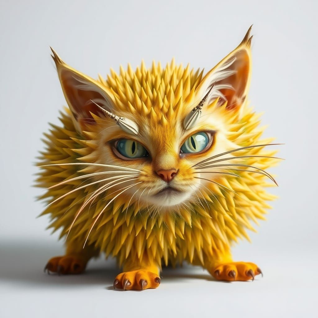 Surrealist Feline Durian Creature