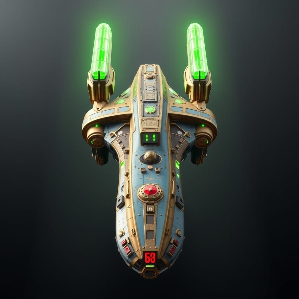 Steampunk Starship with Intricate Brass Details