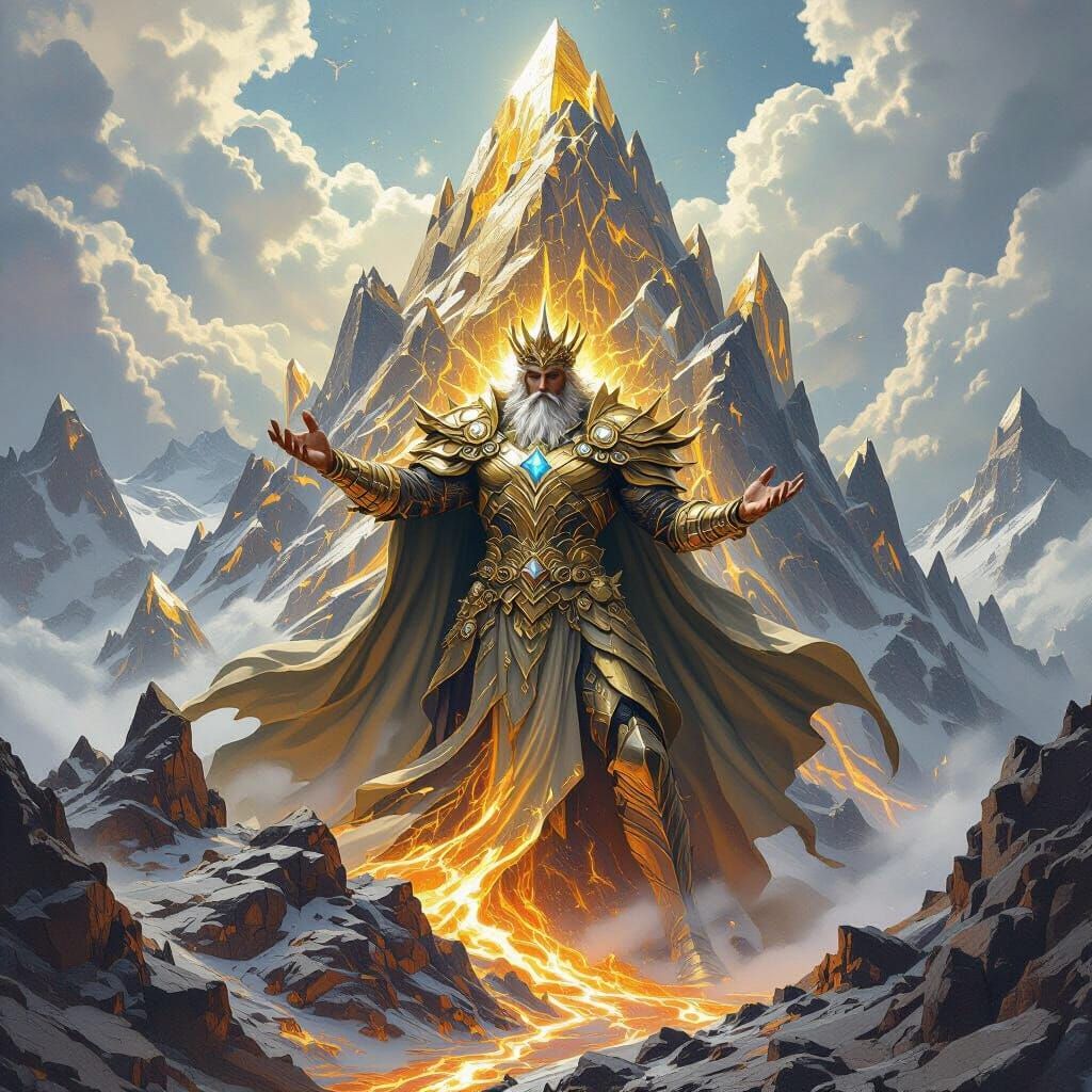 King of Diamonds Earth Spirit Emerges From Gemstone Mountain