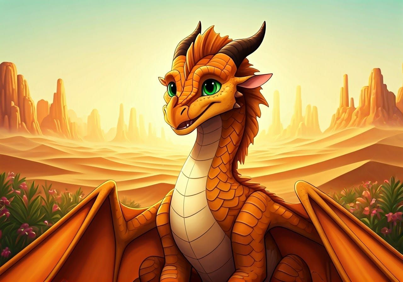 Fantasy Desert Dragon Concept Art in Matte Painting Style