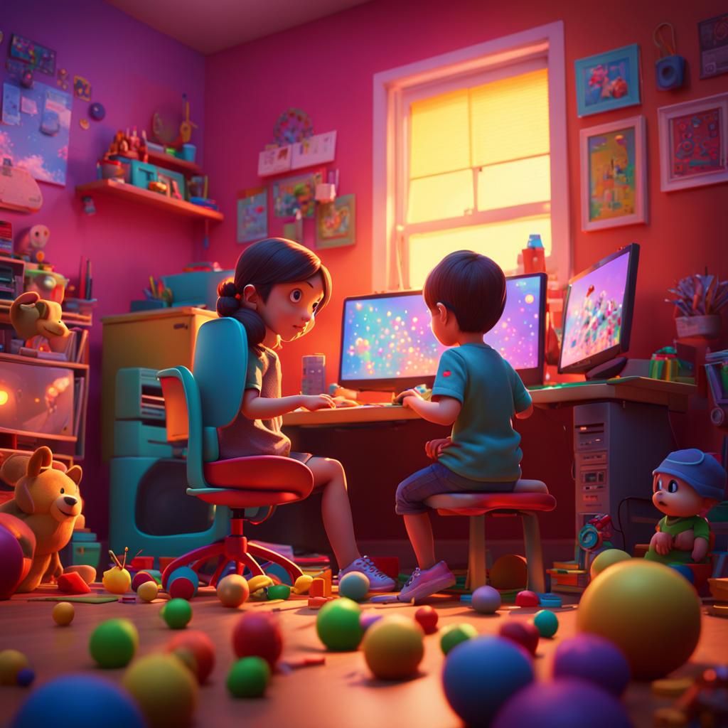 Mother and Child Collaboration in 3D Digital Art