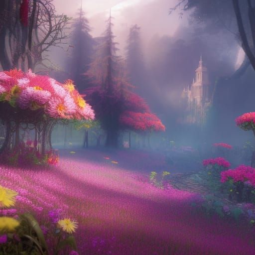 Summer Flower Field: Detailed Matte Painting