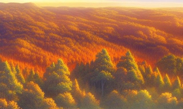Sunrise Over Forest: A Digital Matte Painting