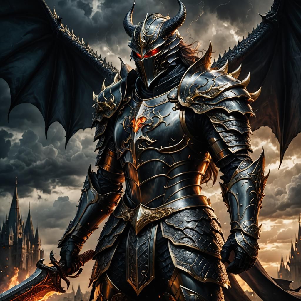 Demon Knight with Arcane Armor in Ominous Setting