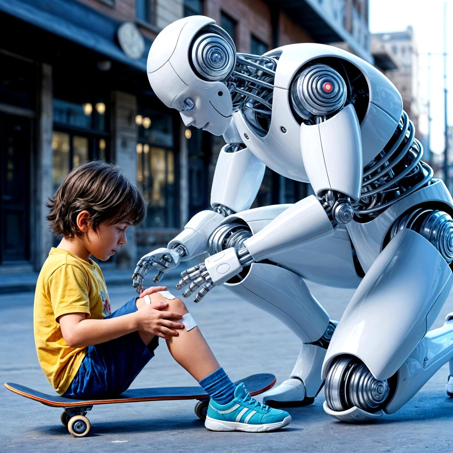 Fixing a scraped knee.