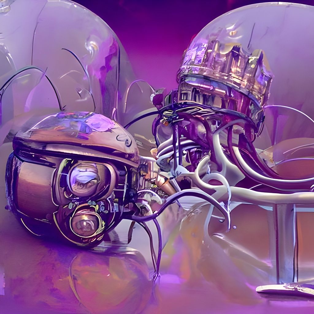 Cyborg Brain in Dieselpunk Cyberpunk Steampunk Style