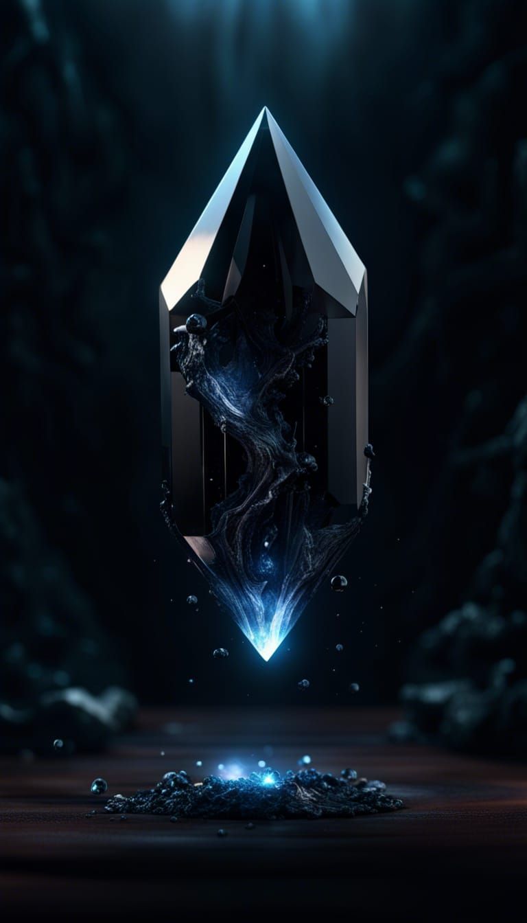 Ethereal Black Crystal in Dark Fantasy Style
