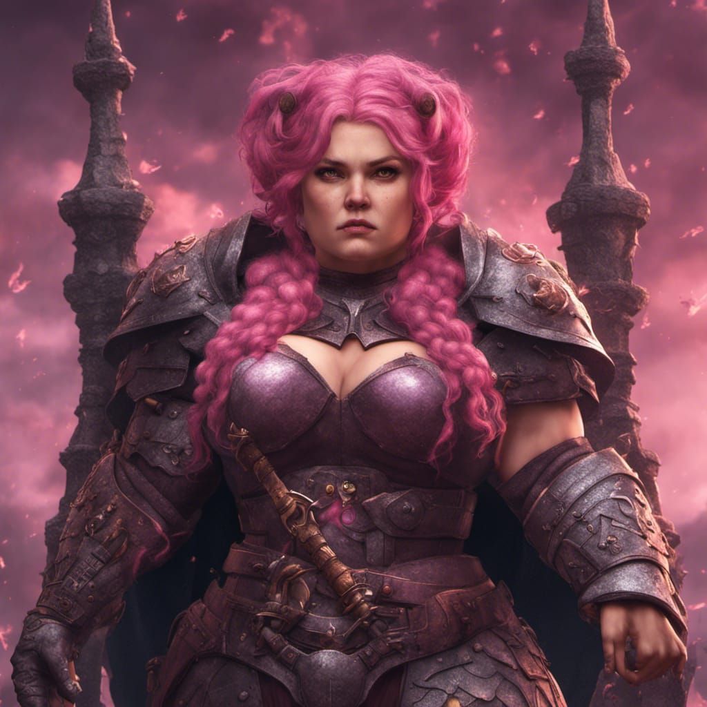 Dwarf Woman with Pink Hair in Dark Knight