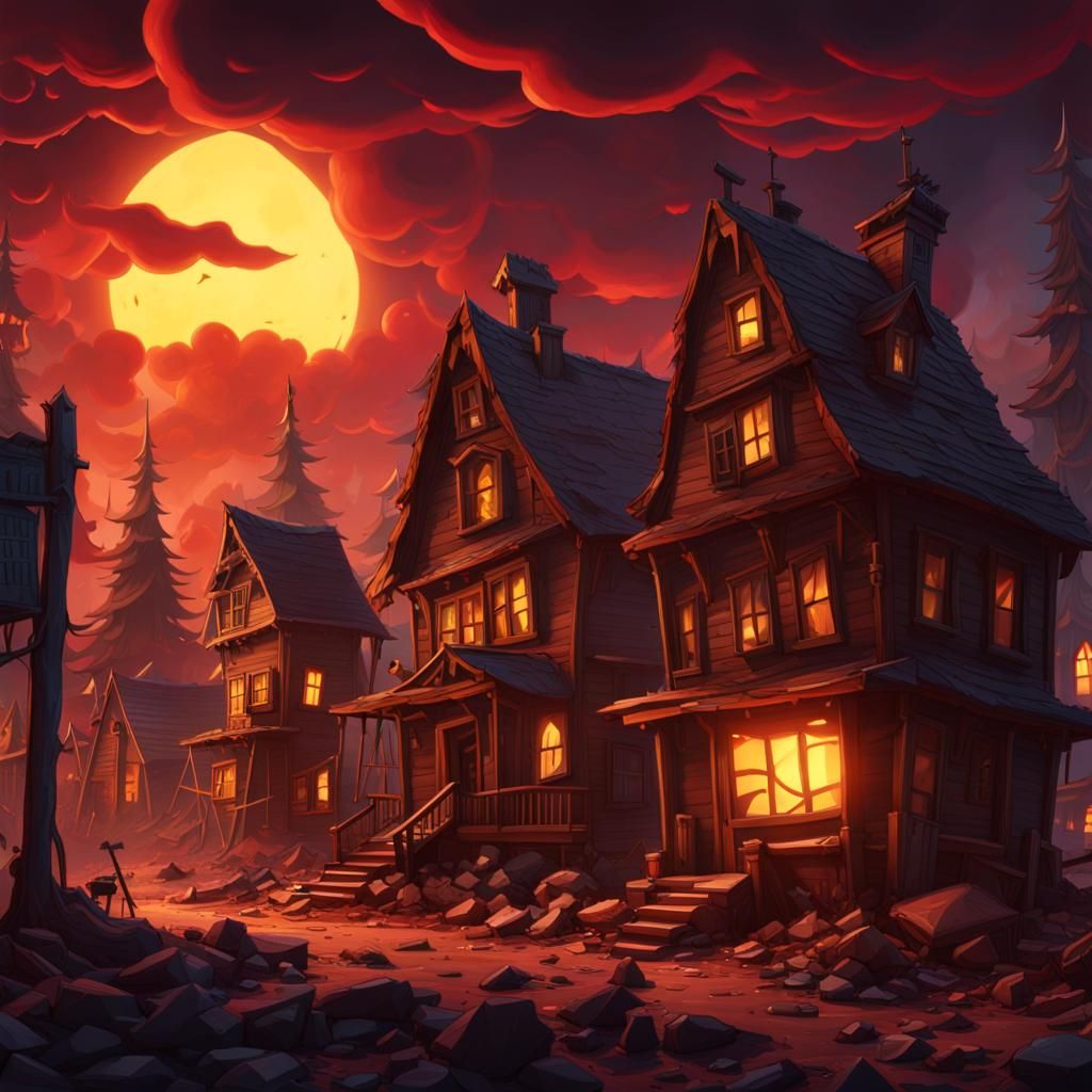 Horror Weirdmageddon: Apocalyptic Town in Ruins