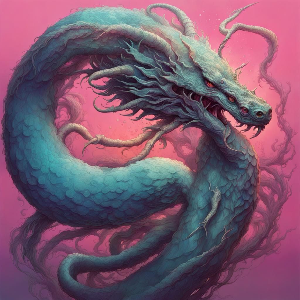 Vaporwave Serpent in Hyperrealistic Splash Art