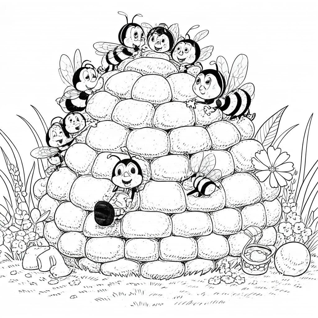 Vibrant Chibi Bees in Collaborative Joy