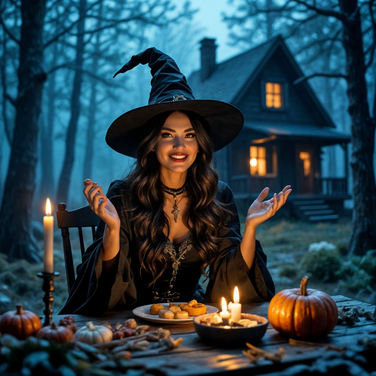 Witch's Spooky Black Christmas Cabin in the Woods