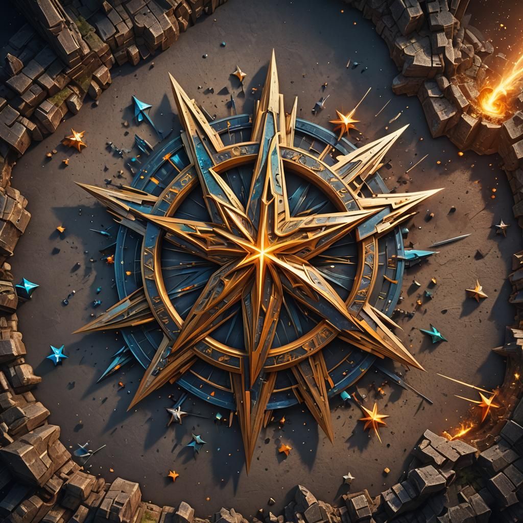 X-Stars Logo: Star with X, Detailed Matte Painting