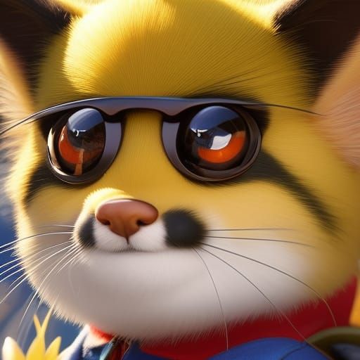 Vibrant Pichu Portrait in Digital Painting Style